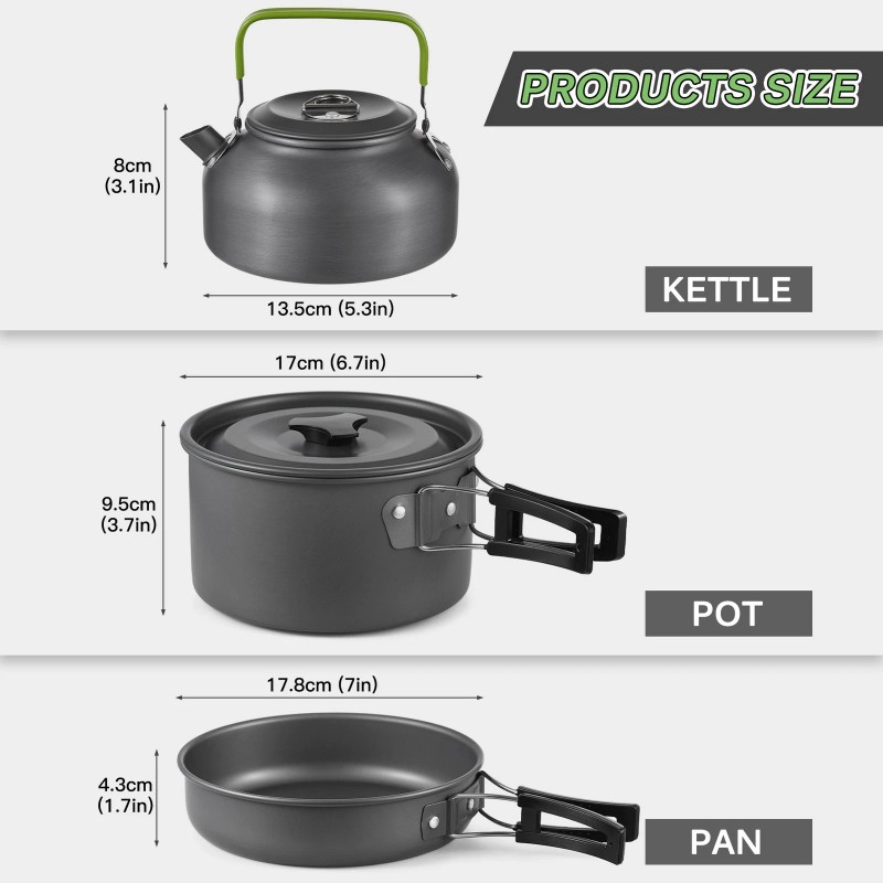 Unbranded TOMSHOO 20pcs Outdoors Camping Pot Set Portable Aluminum Cookware