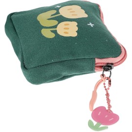 SHOWERORO Bolsa para Toallas Femeninas Práctica y Ligera de Lona Verde, Bolsa de Almacenamiento de Toallas Sanitarias Cuadrada Adecuado para Estudiantes