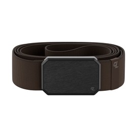 Groove Life Groove Belt Gun Metal/Brown - Men's Stretch Nylon Belt with Magnetic Aluminum Buckle, Lifetime Coverage - X-Large (41-50")