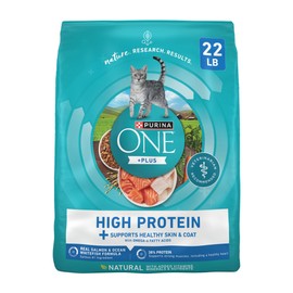 Purina ONE Plus High Protein Cat Food Dry Salmon and Ocean Whitefish Cat Skin and Coat Health Formula - 22 lb. Bag