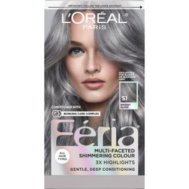 L’Oreal Paris Feria Multi-Faceted Shimmering Permanent Hair Color, Smokey Silver, Pack of 1 Hair Dye Kit