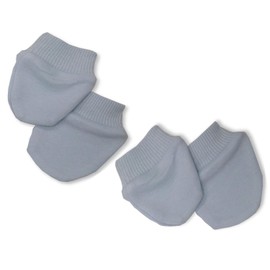 Baby Boys Girls Unisex Scratch Mittens - Pack of 4 Pairs - White, Pink or Sky Blue Colour (Sky)