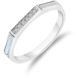 GioiaPura Women's Ring with Diamonds in Silver Color Steel by Kaloos of the Destiny Collection, Size 12. The reference is KA029S12, Hypoallergenic Steel