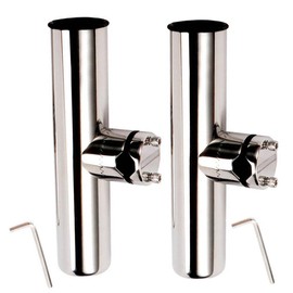 FUTURUP 2PCS Stainless Tournament Style Clamp on Fishing Rod Holder for Rails 7/8" to 1", Rail Mount Rod Holder