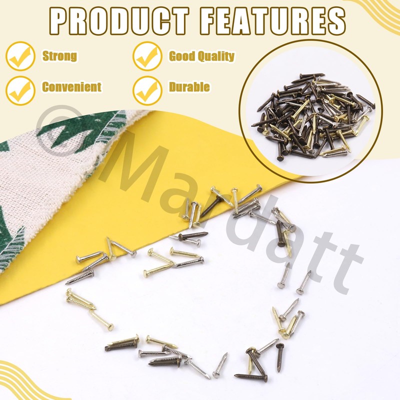 Mardatt 1600Pcs 3 Sizes Small Tiny Nails Assortment Kit, 1x6mm,