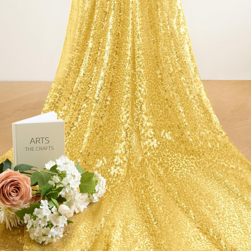 YPDY 1 Yard Gold Sequin Fabric,48 Inch Width by The