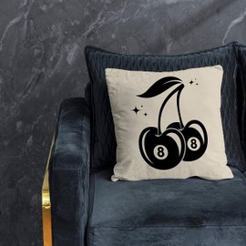 Nogrit Cherry Pillow Cherry Decor Downtown Girl Downtown Girl Room Decor 8 Ball Cherry Funky Throw Pillow Covers 18x18, Y2K Room Decor Aesthetic,Room Decor, College Dorm Decor, Trendy Home Decor