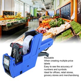 Respicefinem 8 Digits Price Numerical Tag Maker with 3 Rolls Label Paper 2 Ink Wheel Label Maker Pricing Gun Kit Numerical Tag Gun for Office Retail Shop Grocery Store