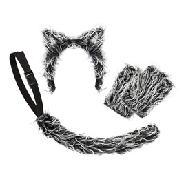 Afindern Cat Cosplay, Kids Headband and Tail Gloves, 3-piece Set, Cute, Animal Costume, Kigurumi, Wolf, Costume, Halloween, Party, Stage Performance, School Festival, Cultural Festival, Children, 2