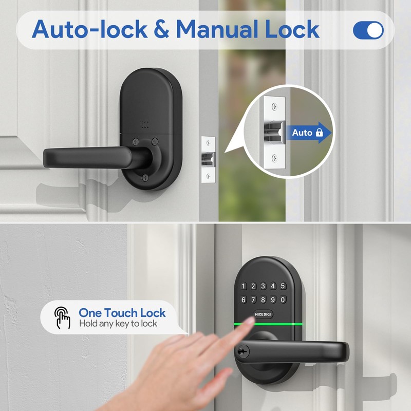 Keypad Door Lock with Handle: Keyless Entry Smart Lock for