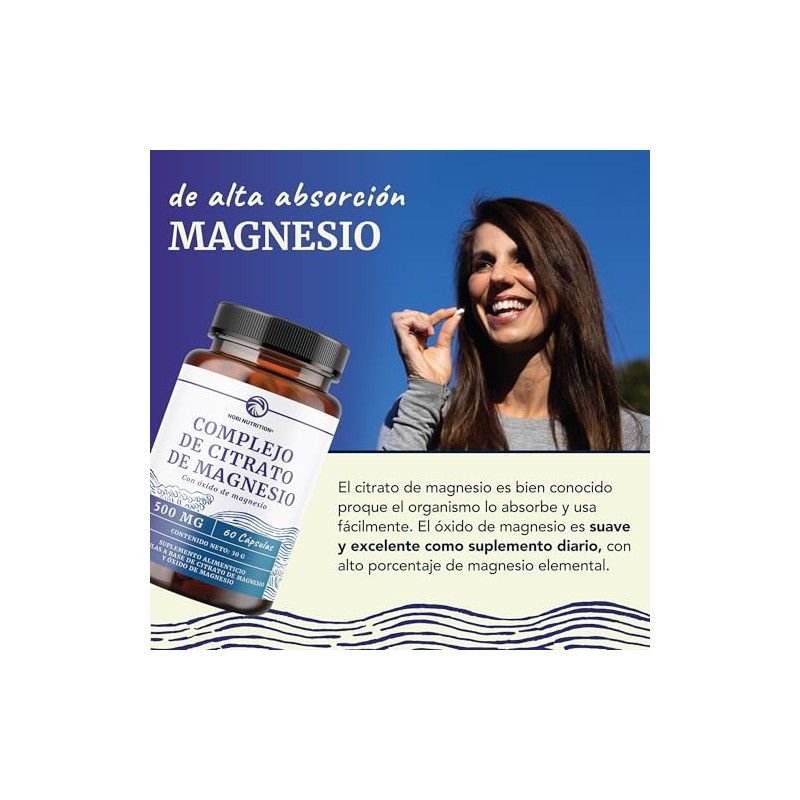 Nobi Nutrition Citrato de Magnesio 500 mg, 60 Cápsulas Complejo