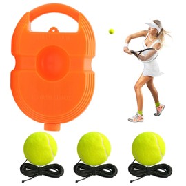Tennis Trainer Rebound Ball with 3 String Balls, Portable Tennis Training Tool, Tennis Rebounder Ball, Solo Tennis Training Equipment for Self Tennis Pracitce Training Beginner(Color:Orange)