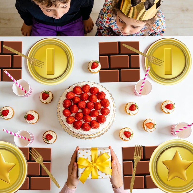 80Pcs Super Bros Birthday Tableware Kit for 20 Guests -