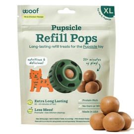 WOOF WOOF Pupsicle Refill Pops, Delicious Long Lasting Dog Treats, Pre-Made Pupsicle Refills for Dogs, Wholesome Ingredients, Low-Mess Chicken Pet Treats - XL Pops - 5 Count