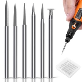 SUNJOYCO 6PCS Wood Carving Drill Bits Set for Rotary Tool, 1/8" Shank HSS Engraving Drill Bit Woodworking Tool for DIY Carving Drilling Micro Sculpting