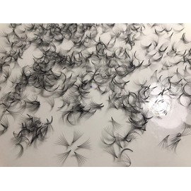 7D PREMADE (HAND MADE) FAN LASHES (500 FANS/TRAY) FOR EYELASH EXTENSION, C CURL AND D CURL, 0.07 THICKNESS, LENGTH FROM 10MM-15MM (D14mm7D)