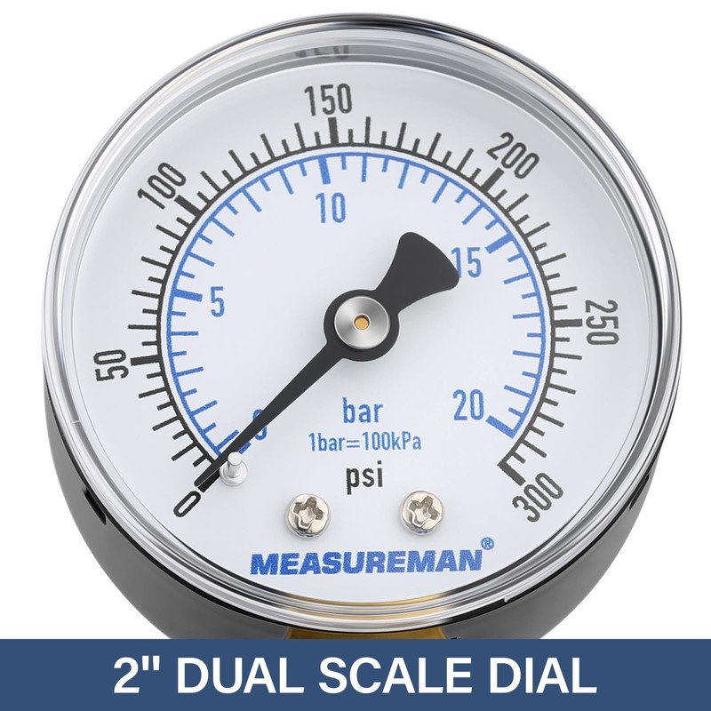 MEASUREMAN Air Over Water Test Kit, 2” Dial, 0-300 PSI,