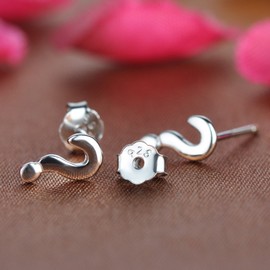 Infinite U Unique Mini Question Mark Symbol ? 925 Sterling Silver Studs Earrings for Women/Girls, Silver