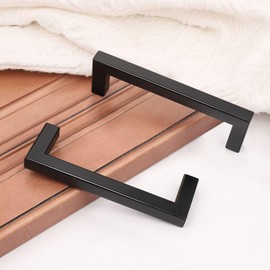 Gobrico 30 Pack Matte Black Cabinet Handles 3-3/4" Cabinet Pulls, Kitchen Cabinet Handles Square Drawer Pulls Hole Centers 96mm, Stainless Steel Cabinet Handles Bathroom Drawer Pulls