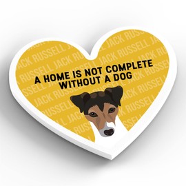 Global Designs Jack Russell Home Without A Dog Katie Pearson Artworks Heart Shaped Wooden Magnet