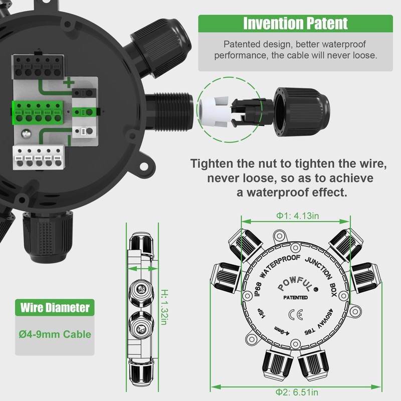 Junction Box Electrical Connector, Junction Box Covers Waterproof Cable Connector,