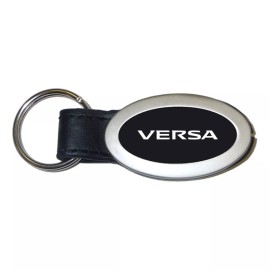 Nissan Versa Oval Leather Key Chain (Black)
