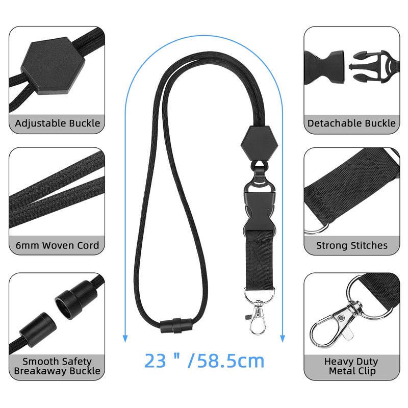 Oaridey Carbon Fiber Badge Holder with Lanyard, Heavy Duty Lanyard