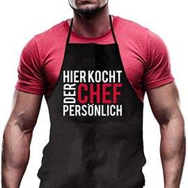 Shirtoo Cooking Apron as a Fun Gift for Men and Hobby Chefs for Birthday or Christmas (German Language Motif)