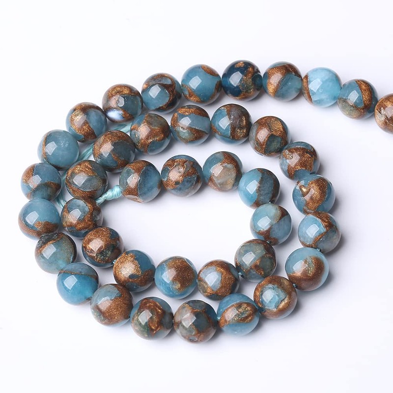 90 piezas de cuentas de piedra de cloisonné azul de