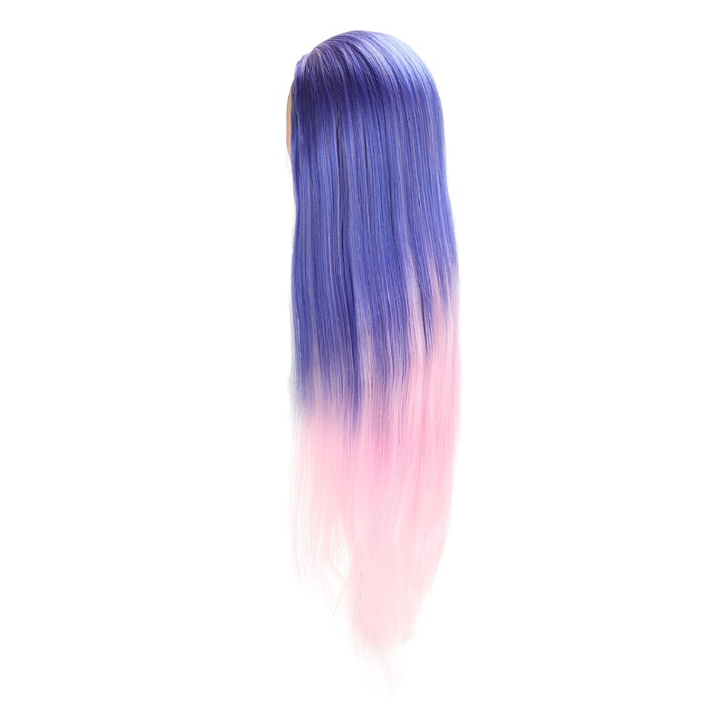 Mannequin Head Blue Pink Gradient Color High Temperature Synthetic Hair