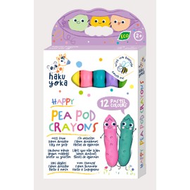 Haku Yoka Happy Pea Pod Colouring Pencils, 12 Pastel Colours, Super Durable, Easy to Grip, Ages 2+, FSC