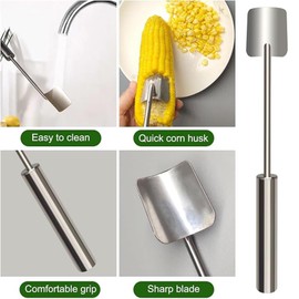 Corn on The Cob Peeler - Stainless Steel Splitter Tool for Home Kitchen, Restaurant, Chef - Easy Clean