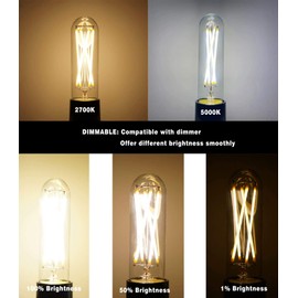 Yaoten T10(T30) E26 TDimmable Led Edison Bulb, Tubular Vintage, Equal 25 Watt Incandescent Bulb, 2W Warm White 2700K for Chandeliers, Ceiling Fan, Wall scones, Pendant, 3 Pack