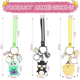 LbsAMP 3 Pieces Anime Cartoon Keychain Set Keyring Cute Kawaii Popularity Fashion Figure Toys Frog Crow Dog Cartoon Character Pendant Hanging Anime Birthday Gift For Girls Kids Student Best Frirend