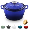 ROSSALLINI Signature Enameled Cast Iron Dutch Oven, Non-Stick Serving Pot