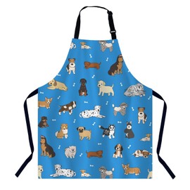 BGBDEIA Cartoon Doodle Puppy Dog Kitchen Apron for Women Men, Adjustable Apron Chef Bakers Apron Cooking Apron Cooking Baking Gardening