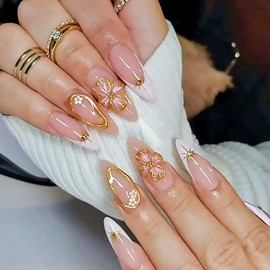 6 paquetes (144 unidades) | Uñas postizas reutilizables | Uñas adhesivas, 12 tamaños, 6 estilos | Uñas almendradas