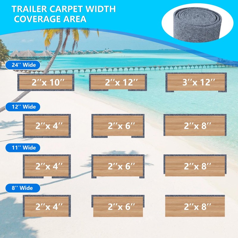 Boat Trailer Bunk Carpet, 20ft X 20in Bunk Carpet for