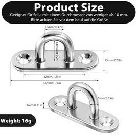 EUIOOVM Pack of 20 Stainless Steel Eye Plates, M5 Eye Plate with Eyelet for Hanging Items, Mounting Hooks, Wall Mount, Awning Mounting, Ceiling Hooks, Boat Accessories