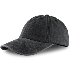 Yazikisa Vintage Washed Plain Baseball Cap for Men Women Adjustable Trucker Hat Classic Soft Cotton Golf Hats Dad Caps Snapback Flat Bill Casual Wear Outdoor Activities Black