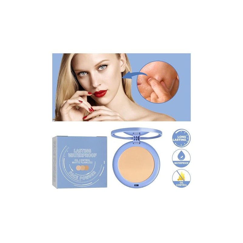 Bluemega Maquillaje en Polvo Compactos Faciales,Pure
