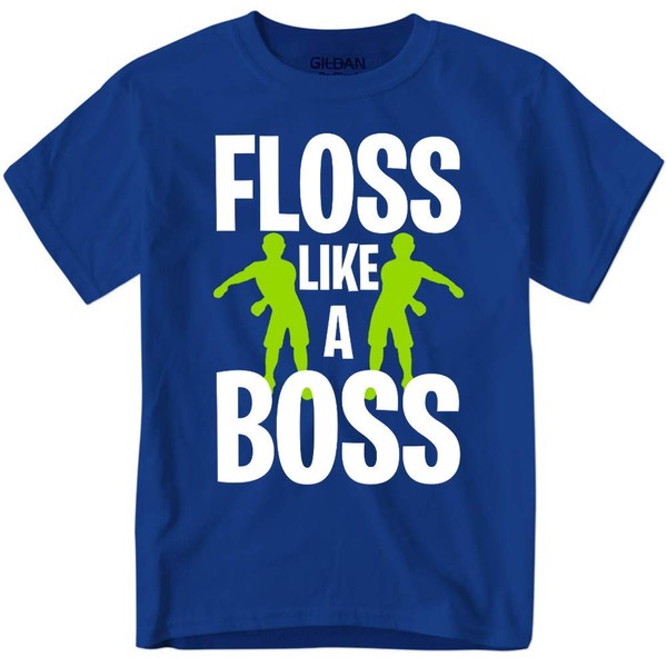 Floss Like A Boss Funny Youth Gamer Shirt for Boys and Girls (Royal, Youth S)
