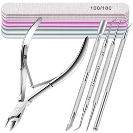 TsMADDTs- Kit de herramientas NALI con limas y pulidores de uñas, limas de uñas 100/180, pulidor de esmalte, empujador de cutículas,