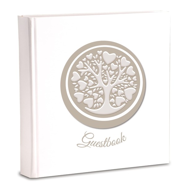 Mareli Wedding Parties Christening Birthday Hardcover, Ideal as Guest Book, White, 20 x 20 cm, 70 Pages