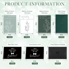 Tatuo 32 Pcs Will You Be My Bridesmaid/Groomsman Cards with Envelopes Watercolor Greenery Floral Bridal Proposal Maid of Honor Matron of Honor Best Man Invited Favor for Bridal Shower Women Men Guest