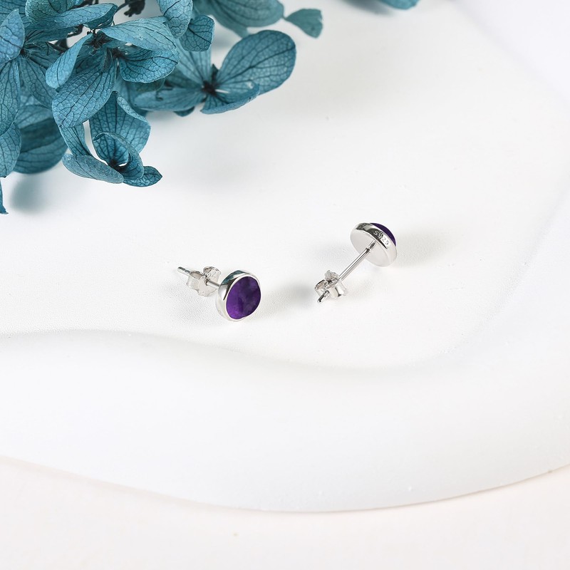Amethyst Earrings Sterling Silver Gemstone Post Earrings Amethyst Jewelry Giftf