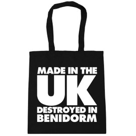 Hippowarehouse Made in the UK Destroyed in Benidorm Tote Shopping Gym Beach Bag 42cm x38cm, 10 litres