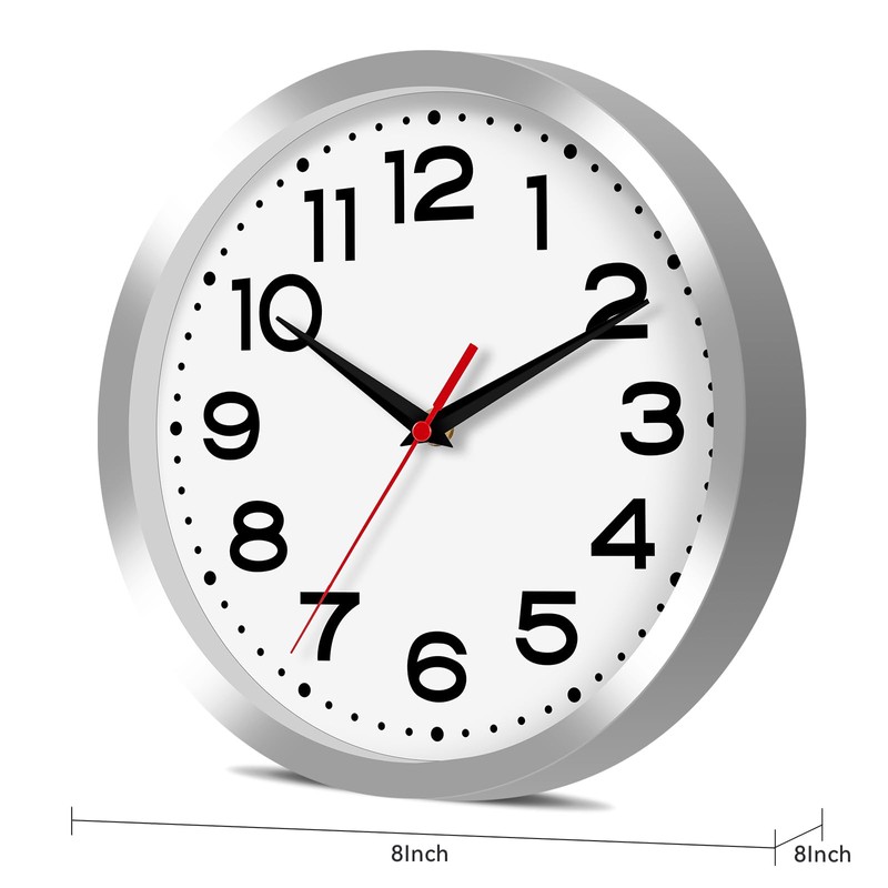 Roymnie Wall Clock Silent Non-Ticking Modern Clock Battery Operated 8