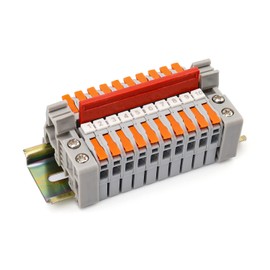 DIYCUT DIN Rail Terminal Blocks, Pack of 10, Grey, 0.5-2.5 mm² Terminal Block, DIN Rail for Quick Wireing, Feed-Through Clamp for Precise Conductive Electrical Connection Clamps