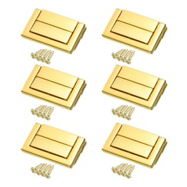 uxcell 6pcs Toggle Catch Lock, 0.9" x 1.5" Hasp Lock Latch Mini Hasp Clasp with Mounting Screws for Jewelry Box Gift Box Wooden Cabinet, Bright Gold